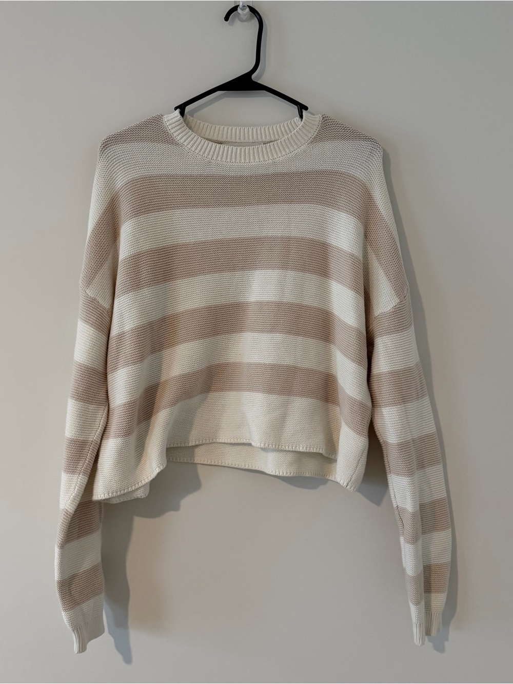 Moon & Madison Striped Cropped Crewneck Sweater Women’s Large